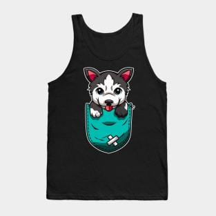 Cute Husky In Bag Dog Lover Tank Top